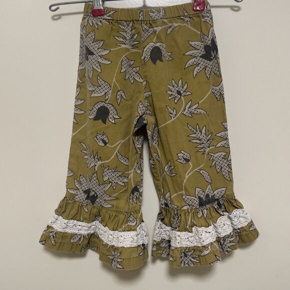 Mustard Pie Girls Ruffle Pants Size 12 Months Boho Lace Trim Fall Colors Palazzo - Picture 5 of 6